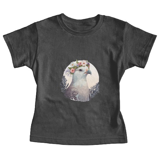 Cute Fulmar Bird Flower Crown Floral Tropical Bird Baby Tees