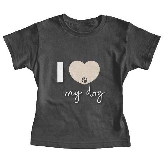 I Love My Dog Beige Heart Baby Tees