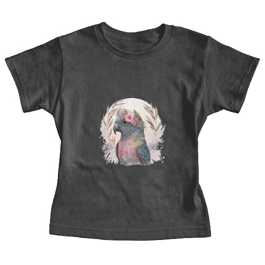 Watercolor Pionus Parrot Bird Flower Crown Pet Bir Baby Tees