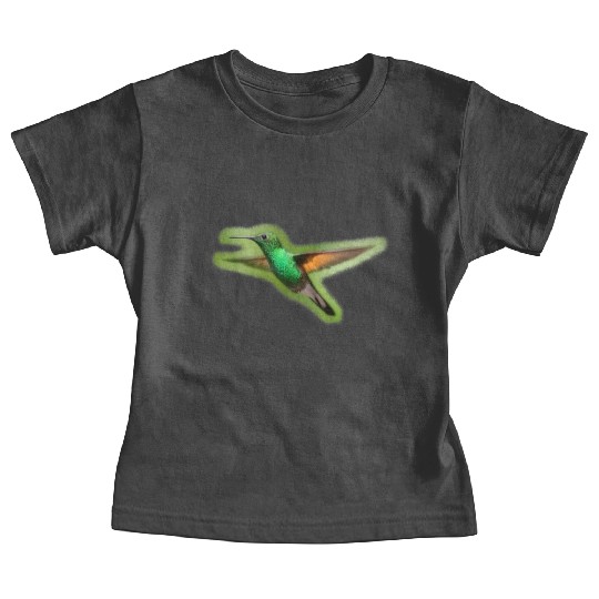 Green Hummingbird Illustration Bird Lover Baby Tees
