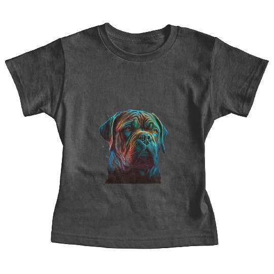 AI-Generated Dogue de Bordeaux Neon Art Baby Tees