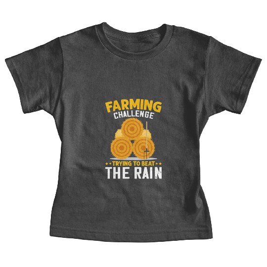 Farming Challenge To Beat Rain Funny Farmer Farm Baby Tees