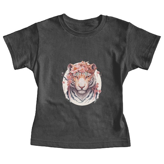 Watercolor Flower Tiger Chinese Zodiac Animal Sign Baby Tees