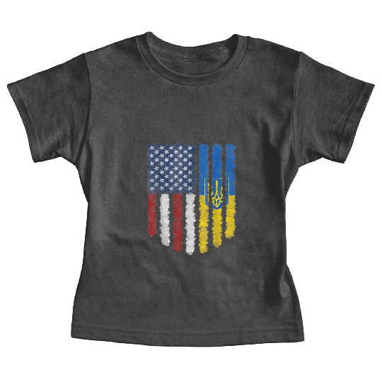 Ukrainian American Flag Ukraine Usa America Roots Baby Tees