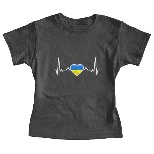 Heartbeat Ukraine Heart Ukrainian Flag Baby Tees
