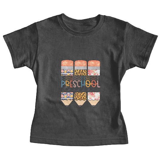 Preschool Teacher Funny Leopard Pencil Back To Sch Baby Tees