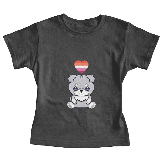 Lesbian Schnauzer Dog Lgbtq Pride Flag Anime Baby Tees