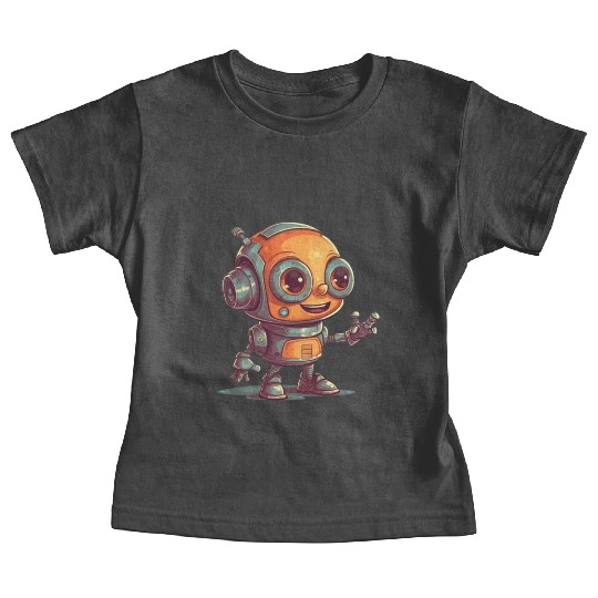 Cute waving robot illustration technology friendly Baby Tees
