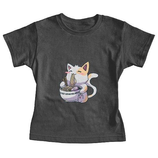 Ramen Cat Kawaii Anime Japanese Kawaii Neko Baby Tees
