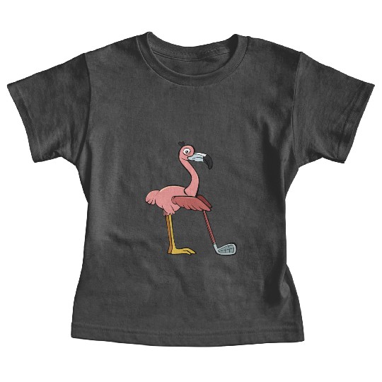 Flamingo Play Golf Pink Funny Animal Playing Golf Baby Tees