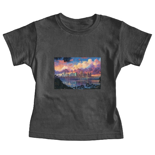 Anime Honolulu A Vibrant Anime Inspired Skyline Baby Tees