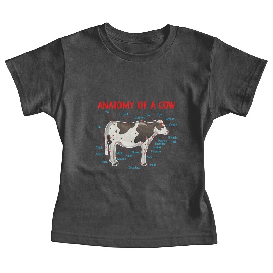 Anatomy Of A Cow Educational Cow Farmer Baby Tees