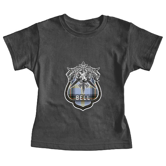 Bell Scottish Clan Family Tartan Lion Sword Name Baby Tees
