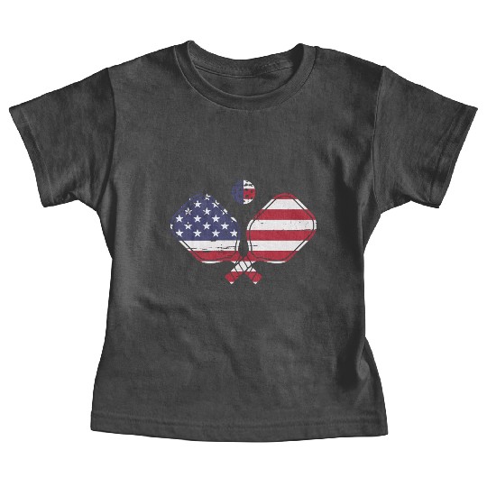 Patriotic Pickleball US Flag Paddleball Design Baby Tees