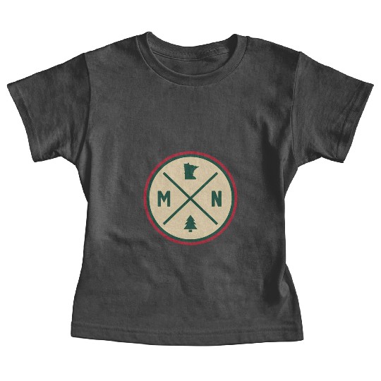 Minnesota Mn Circle Patch Red And Green Baby Tees