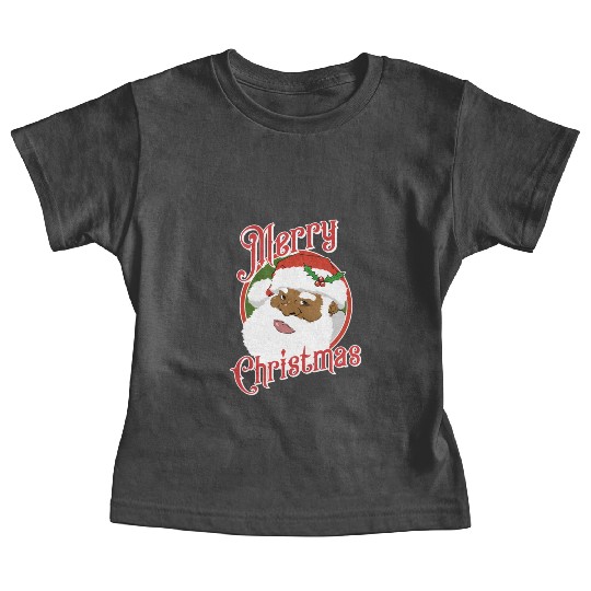 Black Merry African American Santa Claus Baby Tees