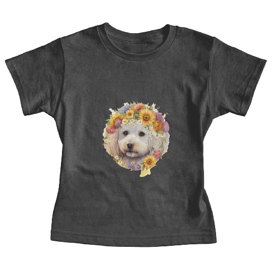 Watercolor Bichon Frise Sunflower Dog Breed Pet Pu Baby Tees