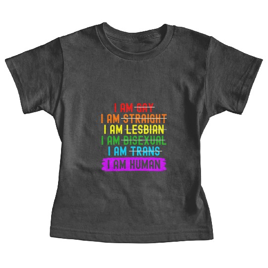 LGBT Support I Am Human Rainbow Gay Ally Baby Tees