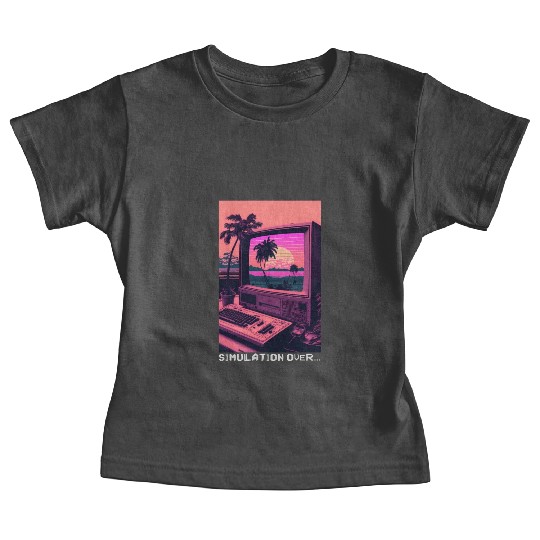 Simulation Over Retro Computer Monitor Vaporwave A Baby Tees