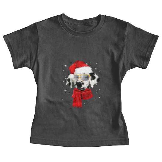 Dalmatian Wearing Glass Seeing Reindeer Dog Baby Tees
