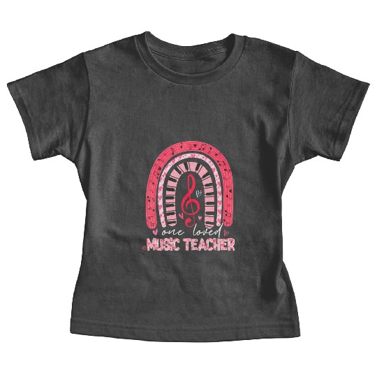 Rainbow One Loved Music Teacher Valentine's Day Baby Tees