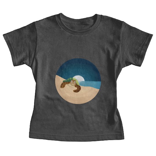 Night Serenity: Sea Turtle by the Moon Baby Tees