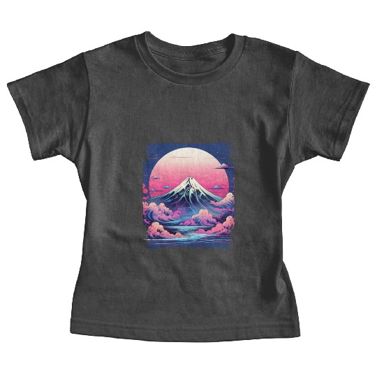 Vaporwave Volcano Aesthetic Japan Sight Mount Fuji Baby Tees