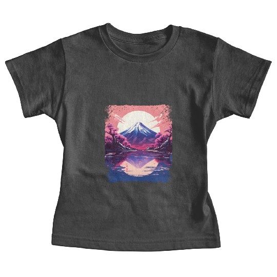 Vaporwave Aesthetic Japan Sight Mount Fuji Volcano Baby Tees