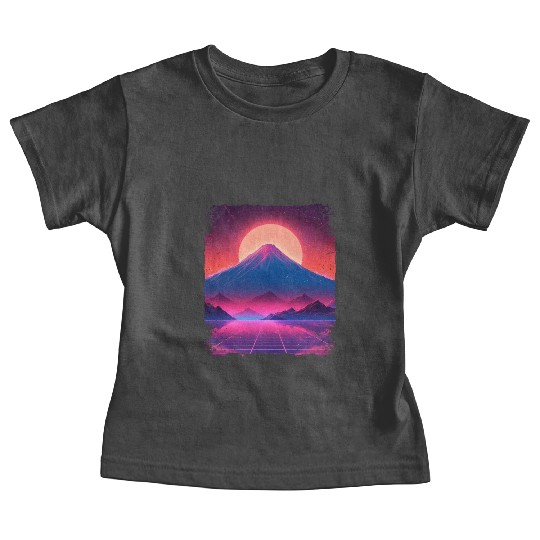 Aesthetic Vaporwave Japan Sight Mount Fuji Volcano Baby Tees