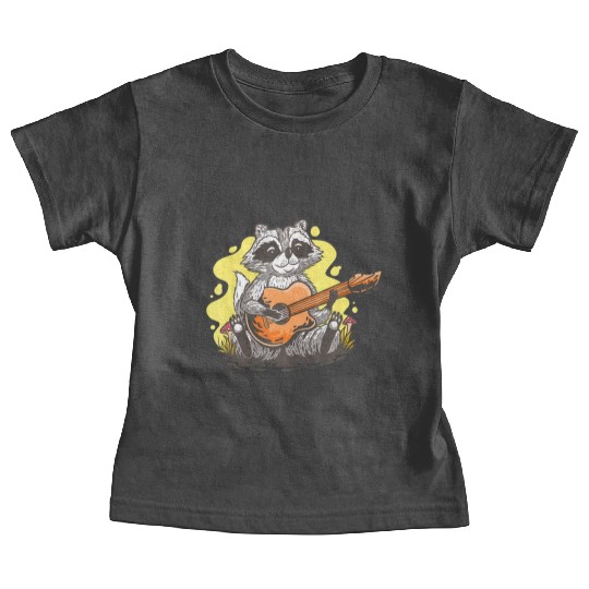 Raccoon With Guitar Baby Tees