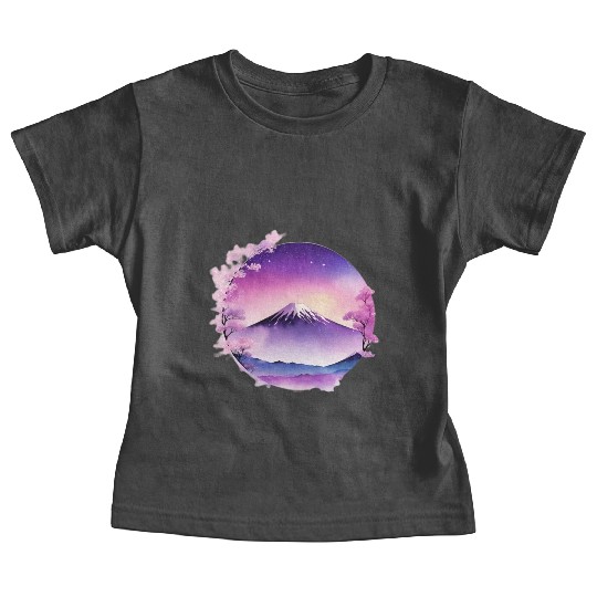 Japan Mount Fuji Dreamy Lo-Fi Style Retro Purple Baby Tees