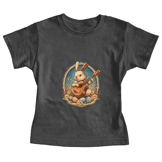 Cottagecore Aesthetic Bunny Playing Banjo Guitar Baby Tees