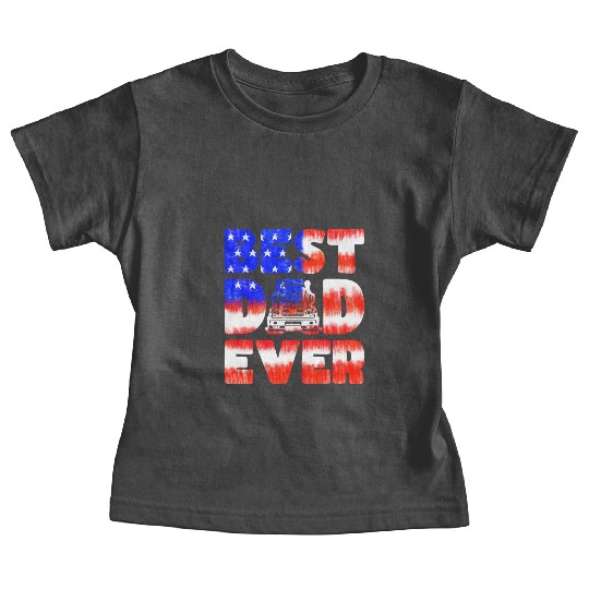 Best Dad Ever Us American Flag Father's Day Truck Baby Tees