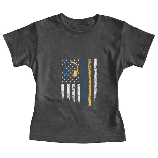 Gold Blue Line 911 Police Dispatcher First Baby Tees