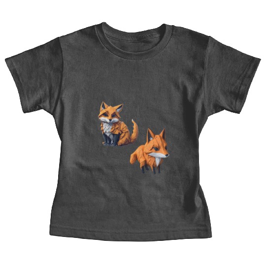 Tangram Fox Stickers Baby Tees