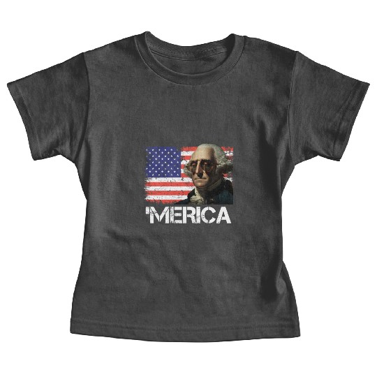 Merica George Washington Independence Day USA Baby Tees