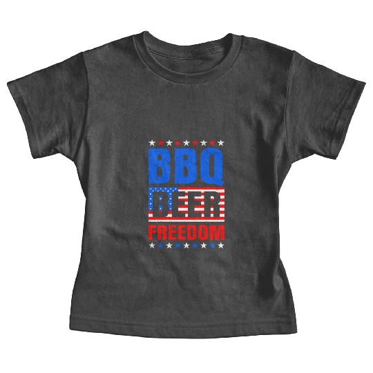 BBQ Beer Freedom Independence Day USA Party Fan Baby Tees