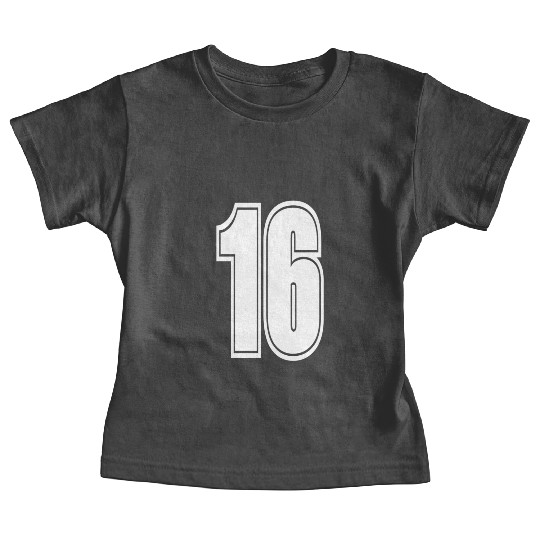 Varsity Sports Team Jersey Number 16 White Baby Tees