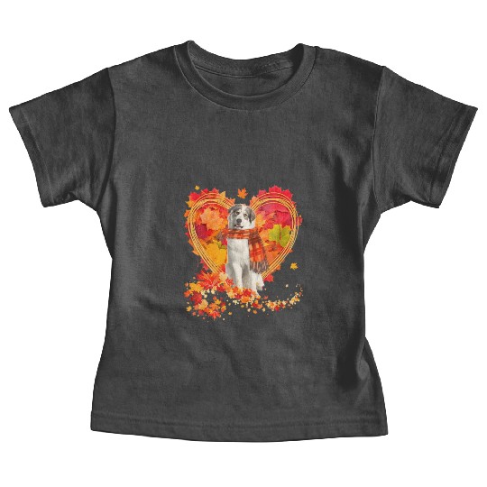 Great Pyrenees With Heart Made Of Autumn Leaves Baby Tees
