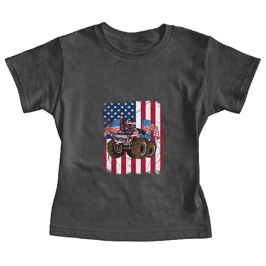 US Patriot American Monster Trucks USA Fan Baby Tees