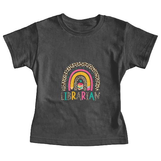 Librarian Boho Rainbow Leopard Back To School Book Baby Tees