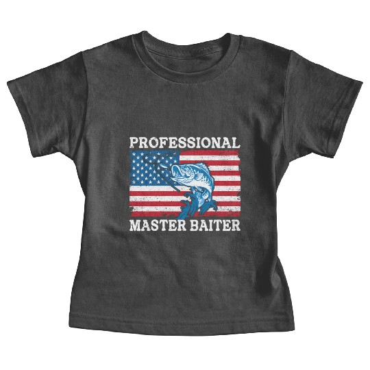 Professional Master Baiter Us American Flag Bass Baby Tees