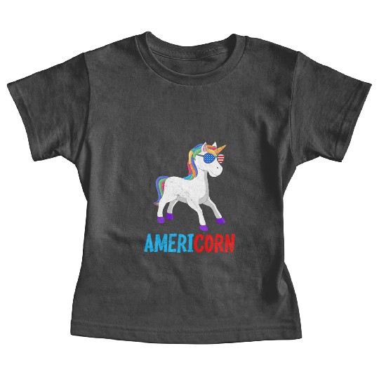 Americorn Independence Day Party Unicorn USA Baby Tees