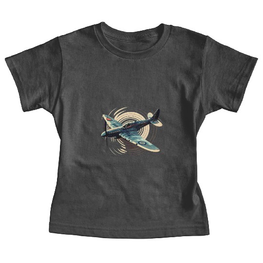 Spitfire Airplane Vintage Pilot Aviator Military Baby Tees