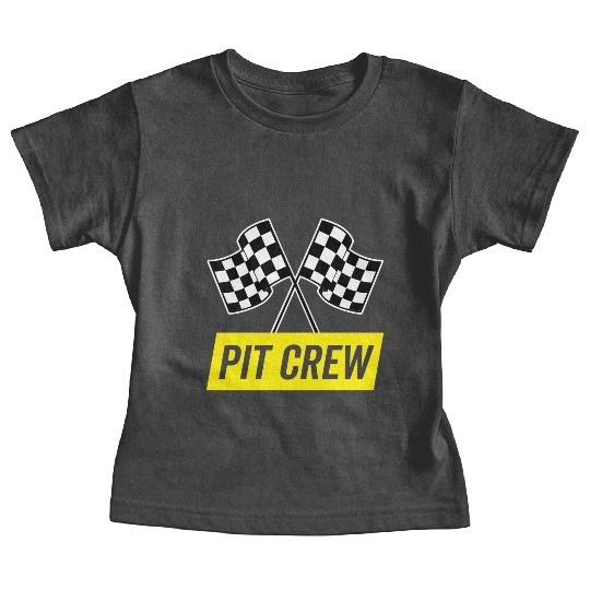 Yellow Italic Pit Crew For Racing Party Costume Baby Tees