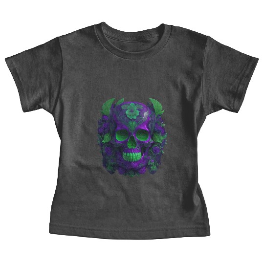 Enigmatic Elegance: The Blue & Green Skull Baby Tees