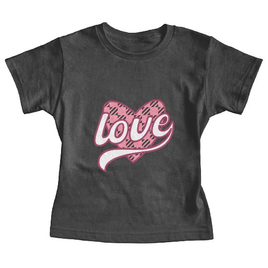 Buffalo Plaid Heart Love Valentine days travel Baby Tees