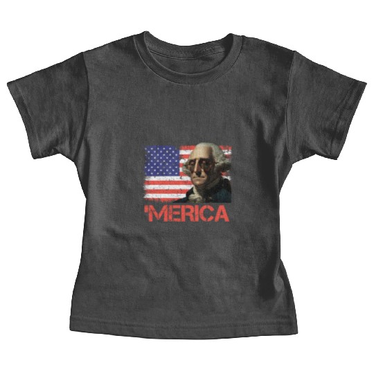 Merica George Washington Independence Day USA Baby Tees