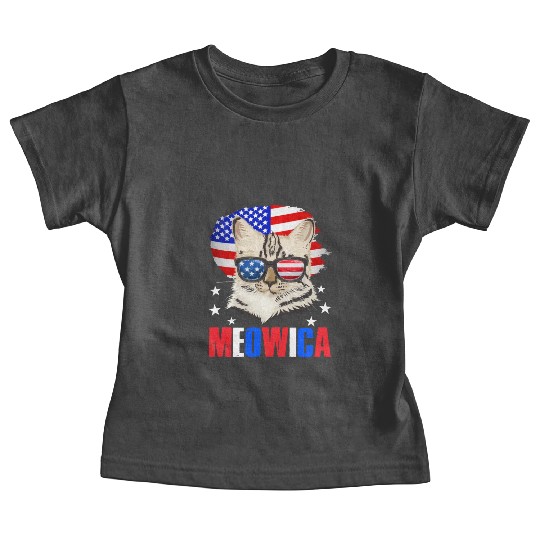 Meowica Cat lover Independence Day Patriotic Baby Tees
