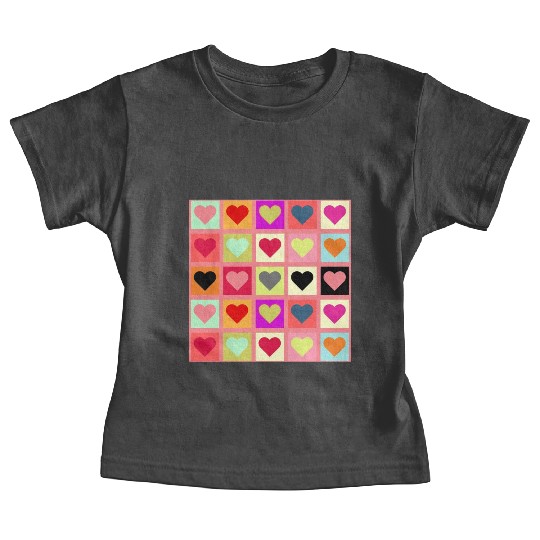Colorful Retro Vintage Checkered Heart Y2K Pattern Baby Tees